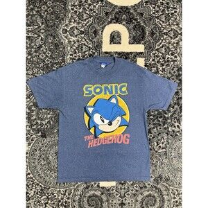 Vintage 90s Sega Sonic The Hedgehog Tshirt Size Large Blue RARE